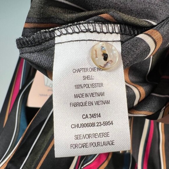 NWT HAVER LONDON Satin Striped V‎ neck Button Up LS Shirt WEAR UNTIED/TIED XS - Picture 13 of 13